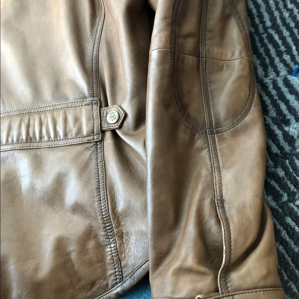 MASSIMO DUTTI MEN'S LEATHER JACKET XL BROWN - Picture 4 of 8
